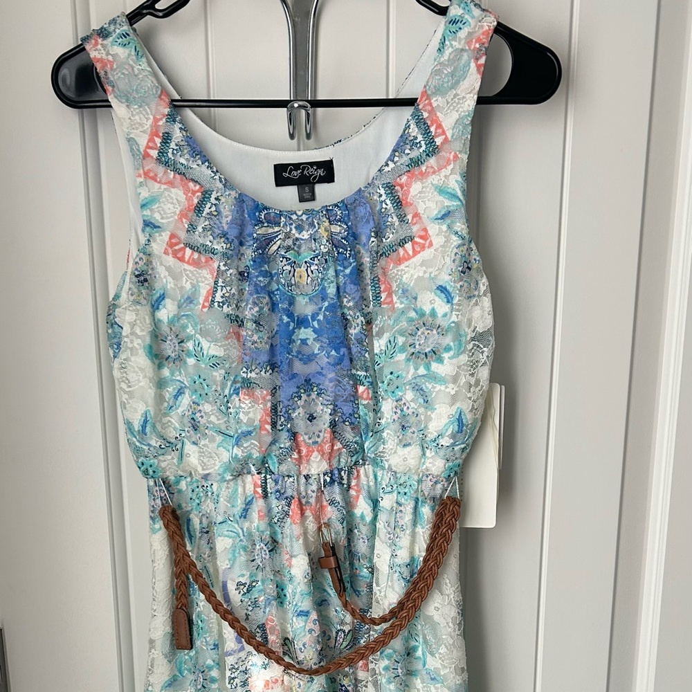 Love Reign Multicolor Patterned Dress with Braided Belt